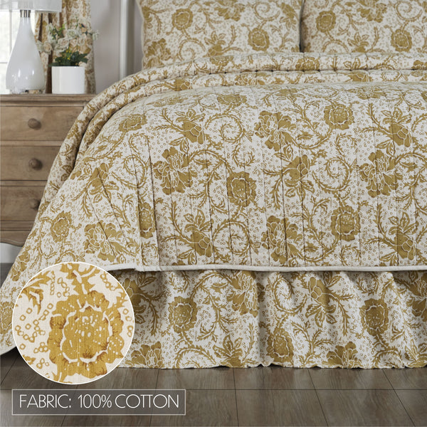 Dorset Gold Floral King Bed Skirt 78x80x16 - Final Sale