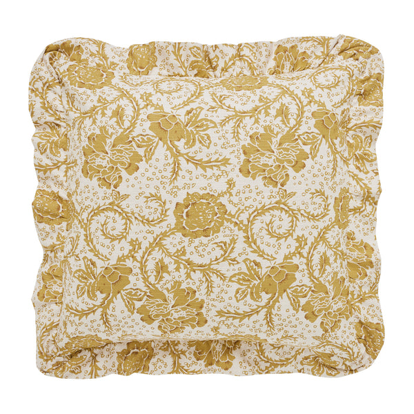 Dorset Gold Floral Fabric Euro Sham 26x26 - Final Sale
