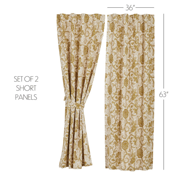 Dorset Gold Floral Short Panel Set of 2 63x36