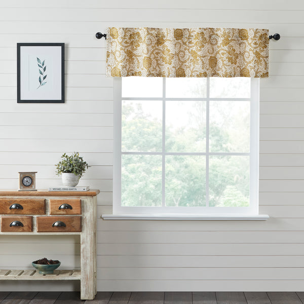 Dorset Gold Floral Valance 16x60 Natural Creme, Mustard Gold, Golden Brown