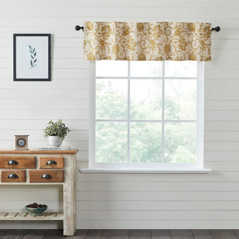Dorset Gold Floral Valance 16x60 Natural Creme, Mustard Gold, Golden Brown