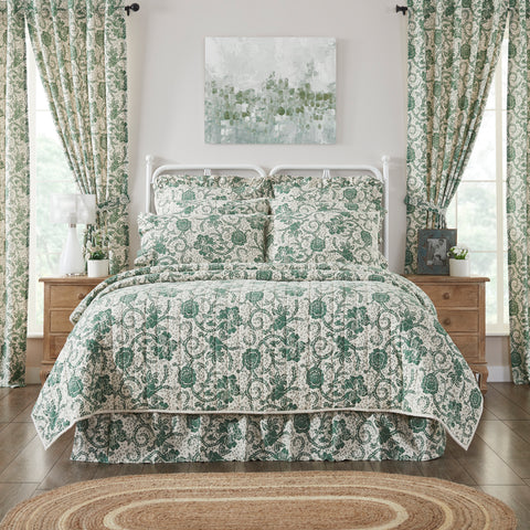 Enhance the look of your bedroom with the Dorset King Quilt; This 105Wx95L inch quilt features a green floral pattern for a classic farmhouse and country look Natural Creme, Dark Basil, Evergreen