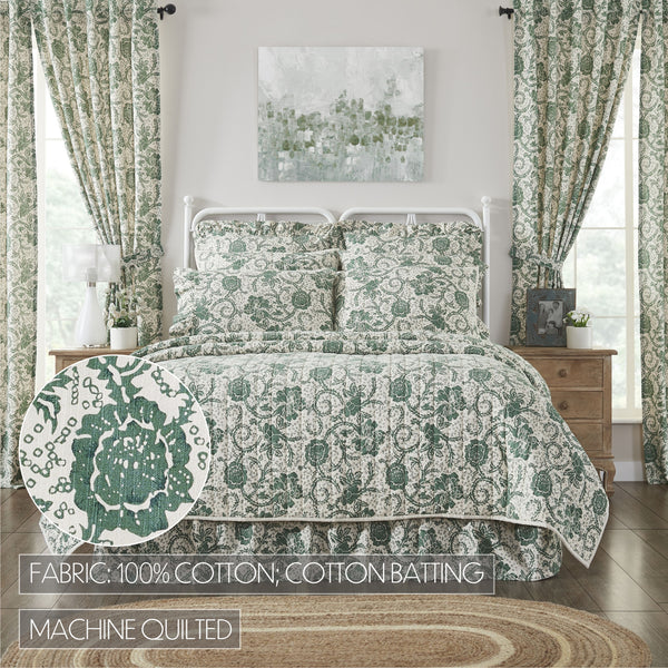 Dorset Green Floral Queen Quilt 90Wx90L - Final Sale