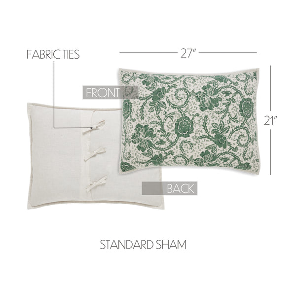 Dorset Green Floral Standard Sham 21x27 - Final Sale