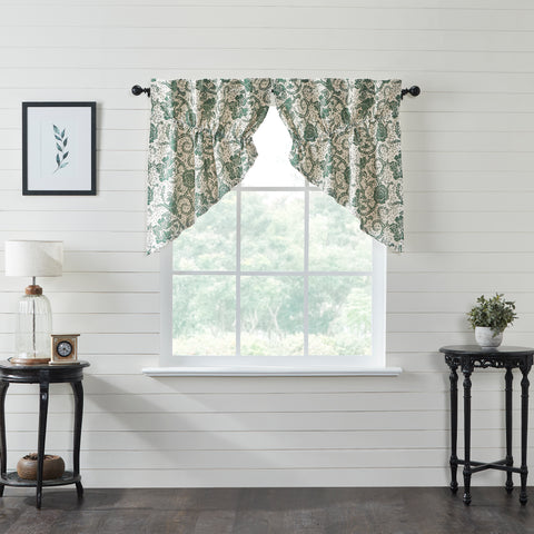 Dorset Green Floral Prairie Swag Set of 2 36x36x18 Natural Creme, Dark Basil, Evergreen