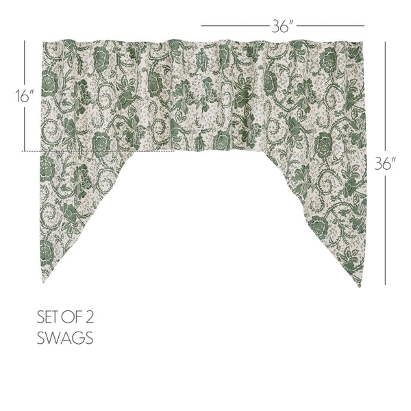 Dorset Green Floral Swag Set of 2 36x36x16 - Final Sale
