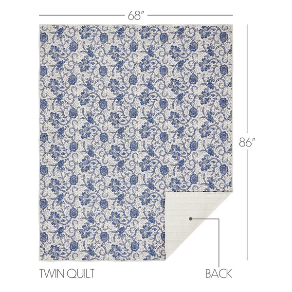 Dorset Navy Floral Twin Quilt 68Wx86L - Final Sale