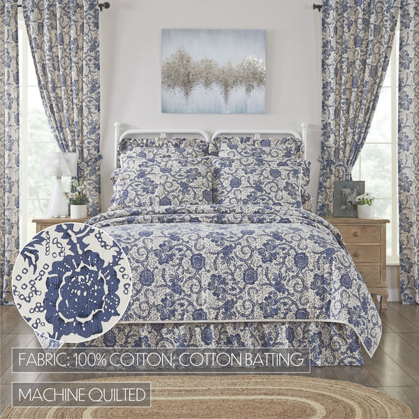 Dorset Navy Floral Twin Quilt 68Wx86L - Final Sale