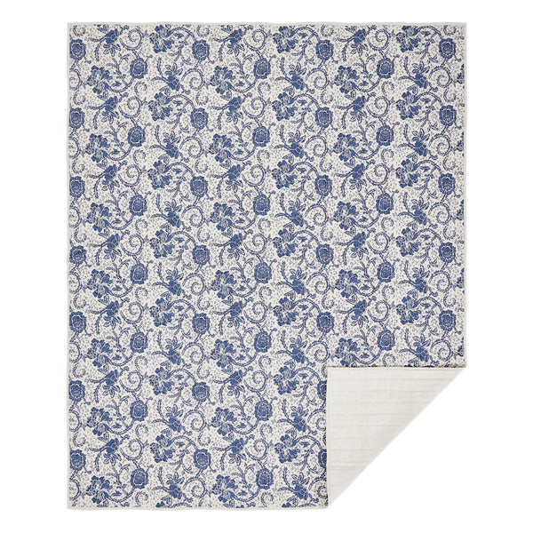 Dorset Navy Floral Twin Quilt 68Wx86L - Final Sale