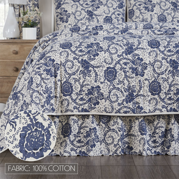 Dorset Navy Floral Twin Bed Skirt 39x76x16 - Final Sale