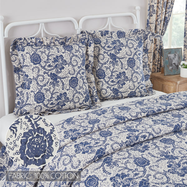 Dorset Navy Floral Fabric Euro Sham 26x26 - Final Sale