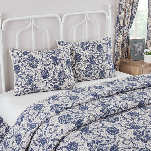 Dorset Navy Floral Standard Sham 21x27 Natural Creme, Royal Blue, Navy