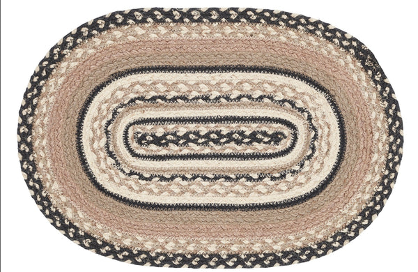 Sawyer Mill Charcoal Creme Jute Oval Placemat 12x18