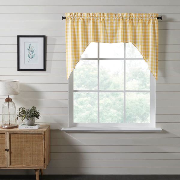 Annie Yellow Window, Swag, Swags The Annie Buffalo Yellow Check Swag Set of 2 36x36x16 adds charming, country cottage style to your home. 