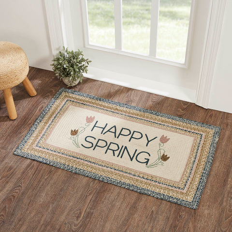 Kaila Jute Rugs, Kaila Bedding, Spring, 27 x 48 in. Rugs Create a bright, springtime look for your entryway with soft shades of blue and pink with a seasonal design in a curl-resistant jute blend