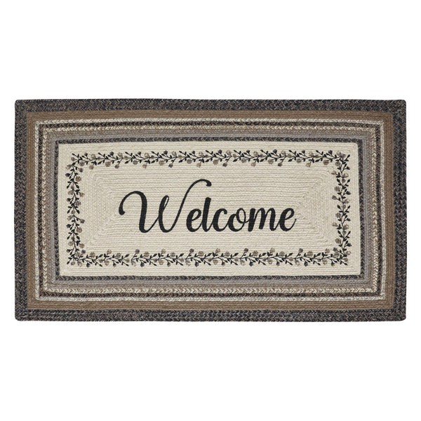 Floral Vine Jute Rug Rect Welcome 27x48