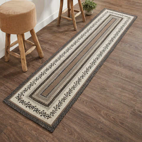 Floral Vine Rugs, 24 x 96 in. Rugs Create a sophisticated, modern look for your hallway with neutral colors and feminine floral details in a curl-resistant jute blend Soft Black Portabella and Cream