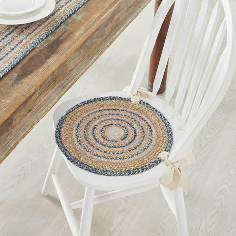  Kaila Jute Table, Jute Chairpad, Bring warmth and cheer to your kitchen with braided jute in coastal blues, misty rose and golden tan. 