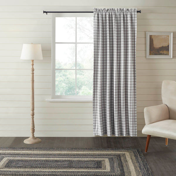 Annie Grey Check Window, Grey and white checks create the perfect accent to your modern farmhouse window decor. The Annie Buffalo Black Check Blackout Panel includes a single 84x50 inch cotton window panel with a matching tie back.