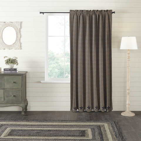 Black Check Star Bedding, Black Check Window, Dakota Star Bedding, Farmhouse Star Bedding, Curtain Panels, Blackout Window, BLACK STAR SCALLOPED WINDOW
