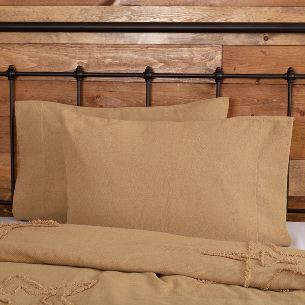 Burlap Natural Standard Pillow Case Set of 2 21x30, Natural Tan, Primitive Country Farmhouse Bedding Home Decor.