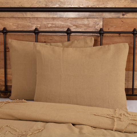 Burlap Natural Standard Sham 21x27, solid tan adornment and soft cotton, Primitive Country Farmhouse Bedding Home Decor.