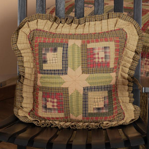 Tea Cabin Filled Pillow Quilted 16x16, Primitive Country Farmhouse Green Cabin Bedding Home Decor & Accessories.