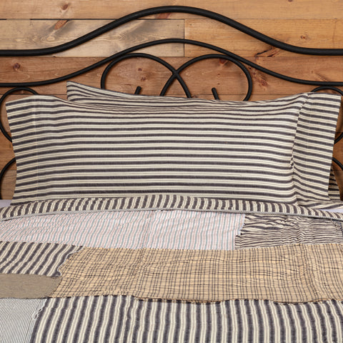 Ashmont Ticking Stripe King Pillow Case Set of 2 21x40,  in a grey and white ticking stripe. Primitive Country Farmhouse Bedding Home Decor.