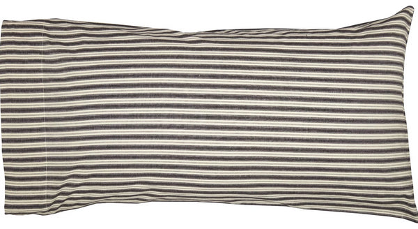 Ashmont Ticking Stripe King Pillow Case Set of 2 21x40,  in a grey and white ticking stripe. Primitive Country Farmhouse Bedding Home Decor.