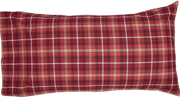 Braxton King Pillow Case Set of 2 21x40 soft, all cotton pleasure in traditional Americana shades of apple red, natural, and ebony plaid. Primitive Country Farmhouse Bedding Home Decor.