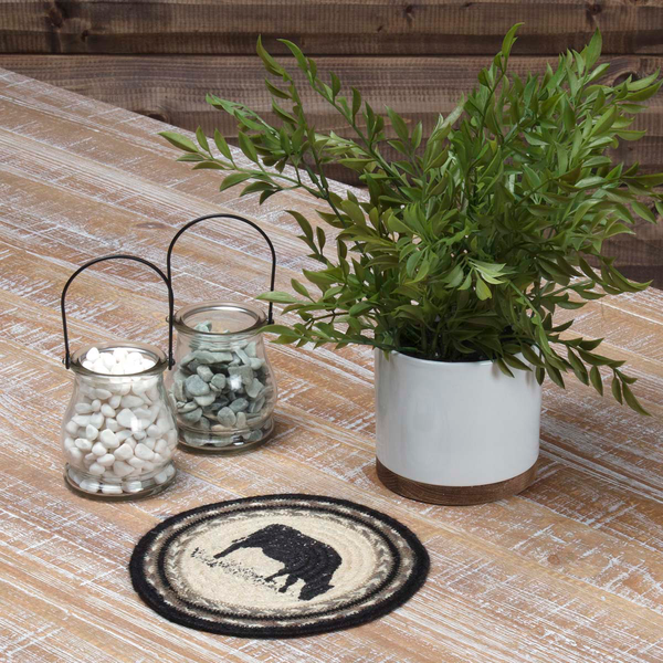 Sawyer Mill Cow Jute Trivet, Primitive Country Farmhouse Table Decor