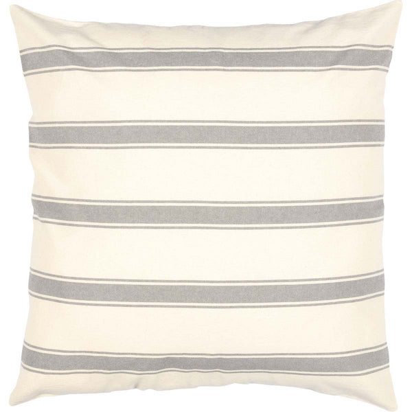 Grace Fabric Euro Sham 26x26, Repeating modern grey grainsack stripes on creme base fabric. Primitive Country Farmhouse Bedding Home Decor.