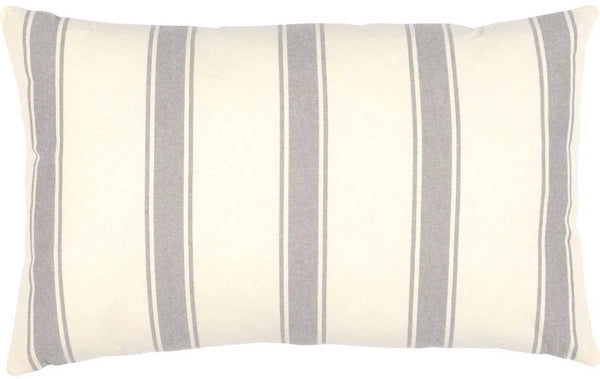 Grace Fabric Pillow 14x22, Repeating modern grey grainsack stripes on creme base fabric. Primitive Country Farmhouse Bedding Home Decor.