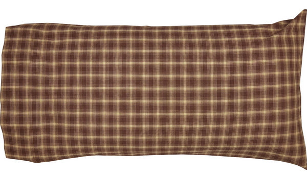 Dawson Star King Pillow Case Set of 2 21x40, Woodland Brown, Khaki plaid. Primitive Country Farmhouse Bedding Home Decor.