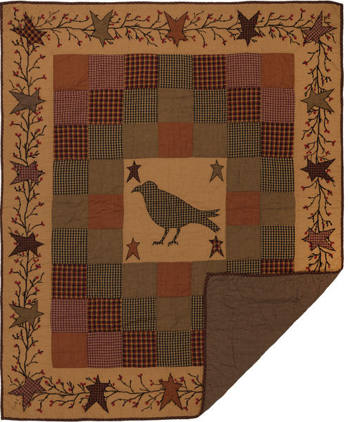 Heritage Farms Quilted Throw 60X50, Primitive Check Farmhouse Country Bedding Home Decor & Accessories.