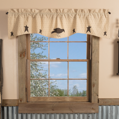 Kettle Grove Applique Crow and Star Valance 16x60 Primitive Country Farmhouse Window Treatments Curtain