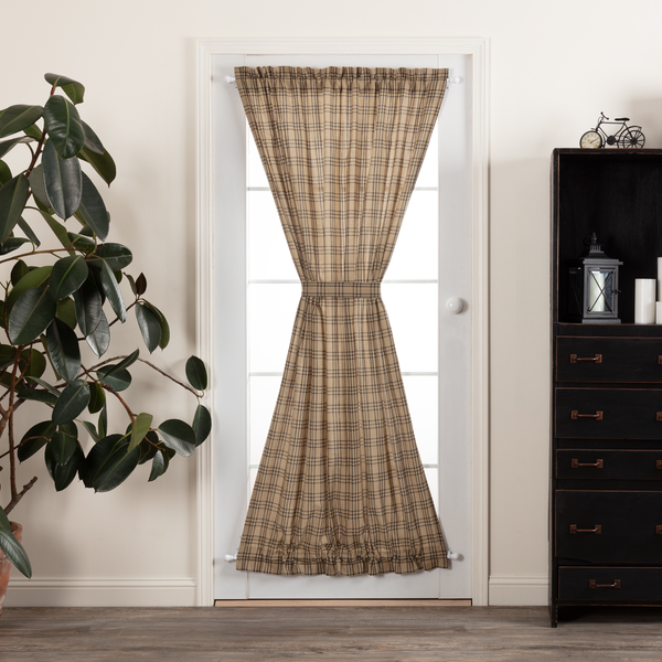Sawyer Mill Charcoal Plaid Door Panel Curtain 72X42, Primitive Country Farmhouse Window Treatments Curtains.