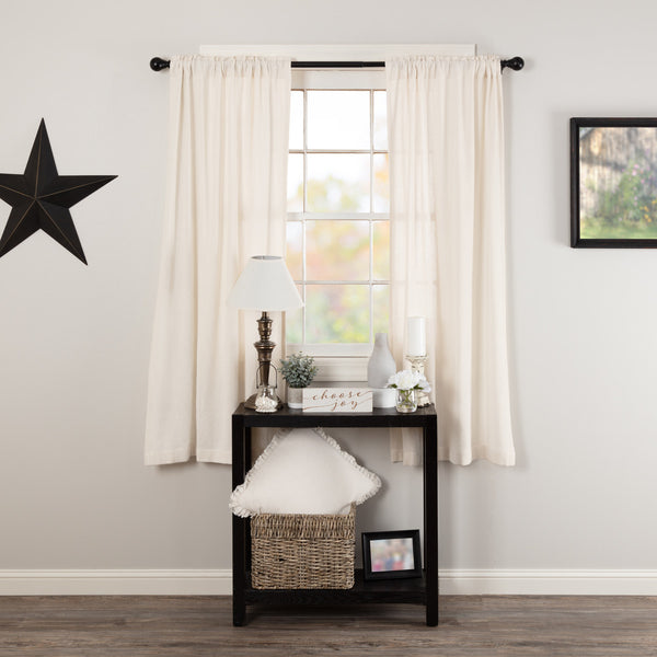 Burlap Antique White Short Panel Set of 2 63x36, Primitive Country Farmhouse Window Treatments Curtains Home Decor.