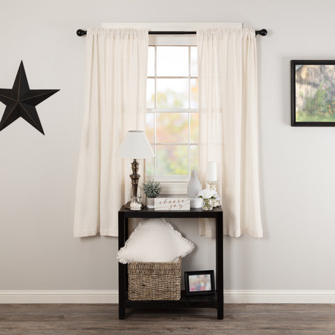 Burlap Antique White Short Panel Set of 2 63x36, Primitive Country Farmhouse Window Treatments Curtains Home Decor.