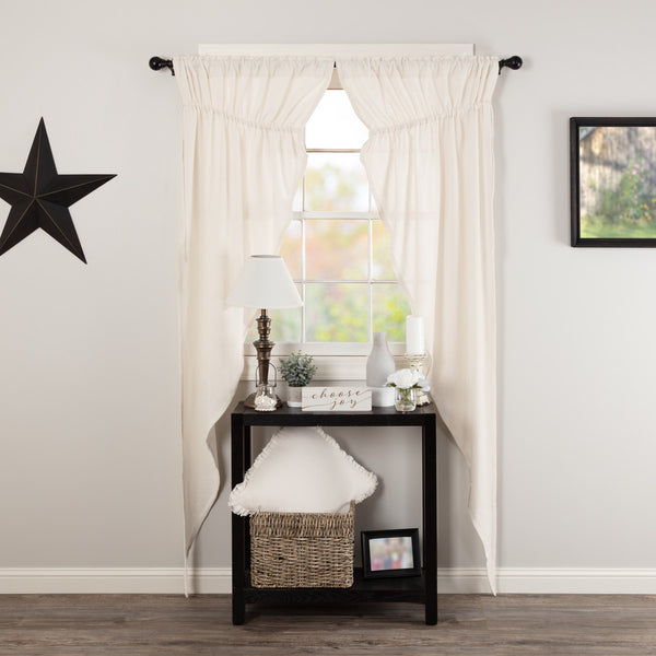 Burlap Antique White Prairie Long Panel Set of 2 84x36x18, Primitive Country Farmhouse Window Treatments Curtains Home Decor.