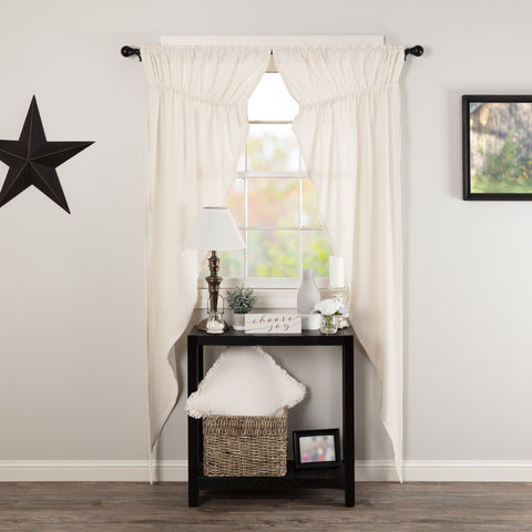 Burlap Antique White Prairie Long Panel Set of 2 84x36x18, Primitive Country Farmhouse Window Treatments Curtains Home Decor.