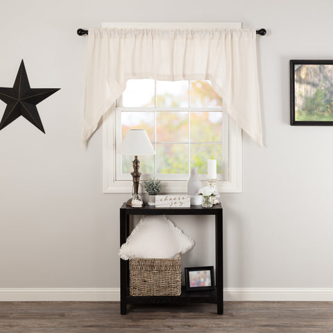 Burlap Antique White Swag Set of 2 36x36x16, Primitive Country Farmhouse Window Treatments Curtains Home Decor.