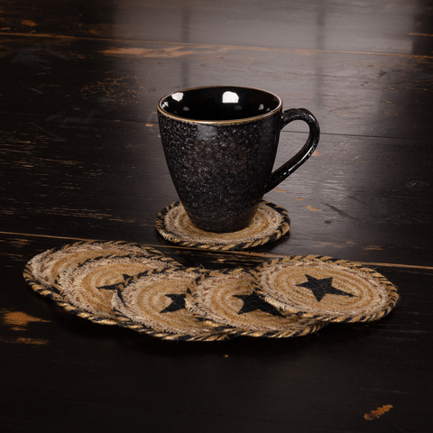 Kettle Grove Jute Coaster Stencil Star Set of 6
