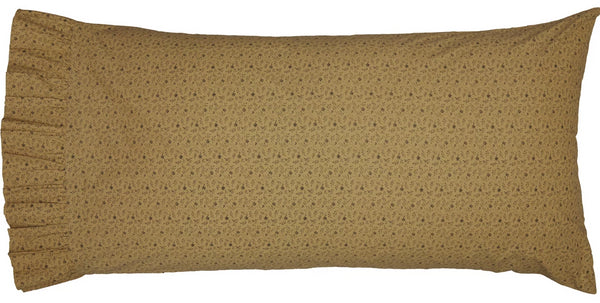 Maisie Standard Pillow Case Set of 2 21x40 features a ditsy floral print on a tan base. Primitive Country Farmhouse Bedding Home Decor.