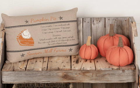 Sawyer Mill Charcoal pumpkin pie recipe lumbar pillow 14x22 in khaki and charcoal