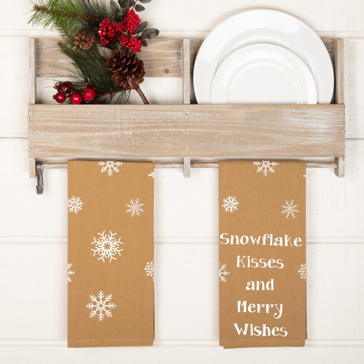 Snowflake Winter Words Tea Towel Winter Dish Towel Gift 