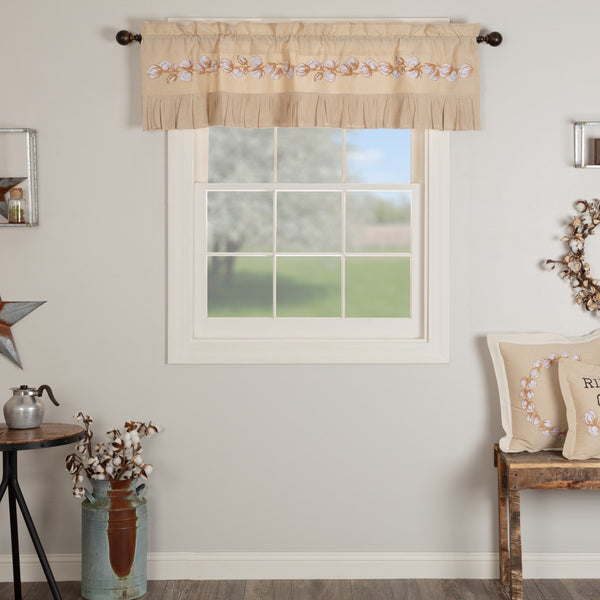 Ashmont Cotton Valance 16x60 Material: 100% Cotton, Cotton Lining Dimensions: 16" x 60" Colors: Creme, Khaki, Golden Tan Hanging Method: 3.25" Rod Pocket, Hanging Loops Care: Machine Wash, Tumble Dry Low, Iron safe.Visit website for FREE s/h & discount offers. Primitive Country Farmhouse Window Treatment Home Decor.