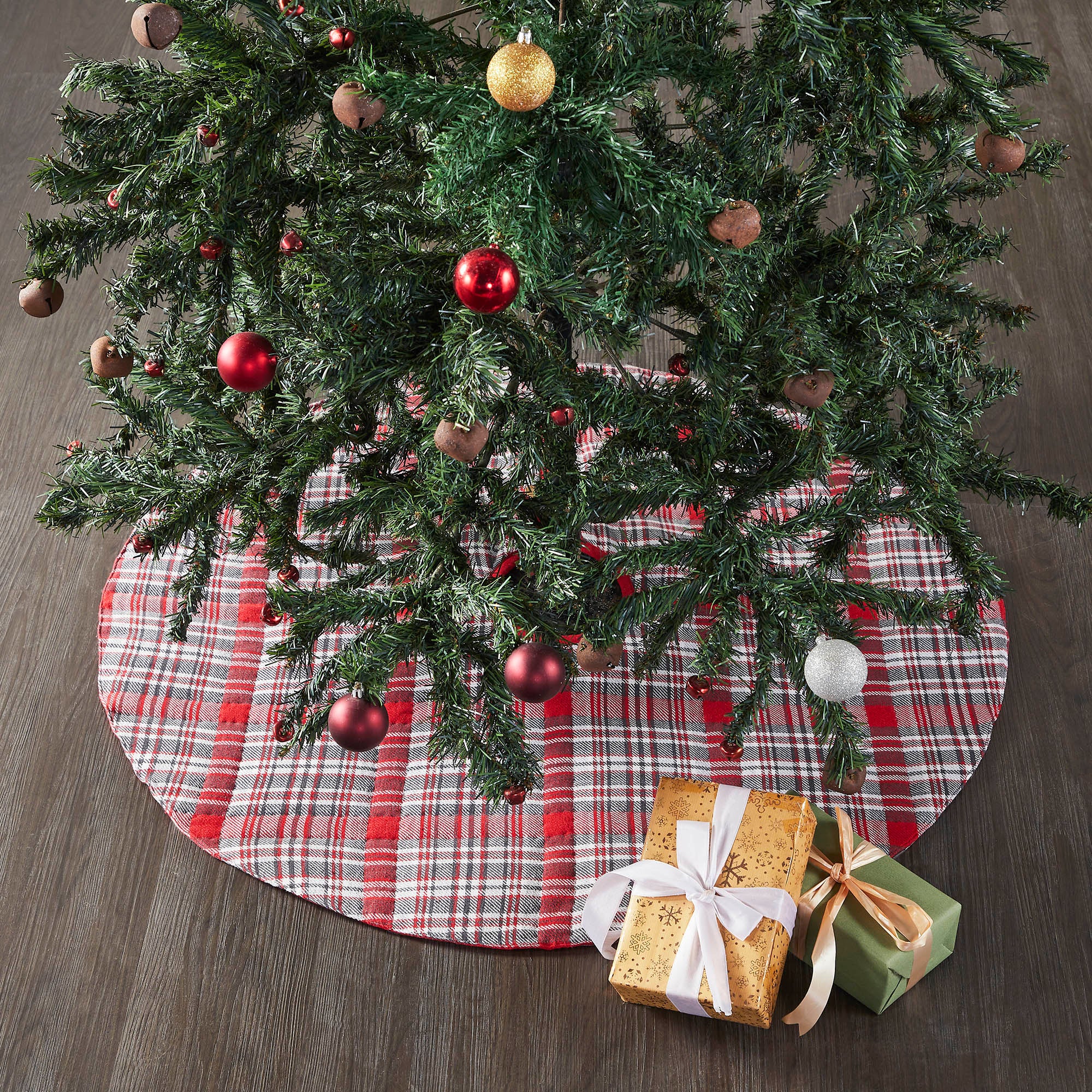 Gregor Red Black White Seasonal Christmas Tree Plaid Cotton Kitchen TE