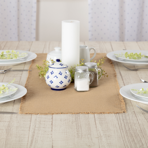 Burlap Natural Runner Fringed 13x36, Primitive Country Farmhouse Table Kitchen Dining Home Decor