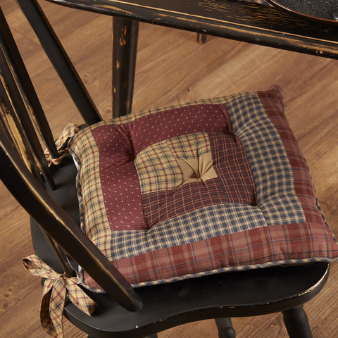 Millsboro Log Cabin Chair Pad | Primitive Patchwork Seat Cushion